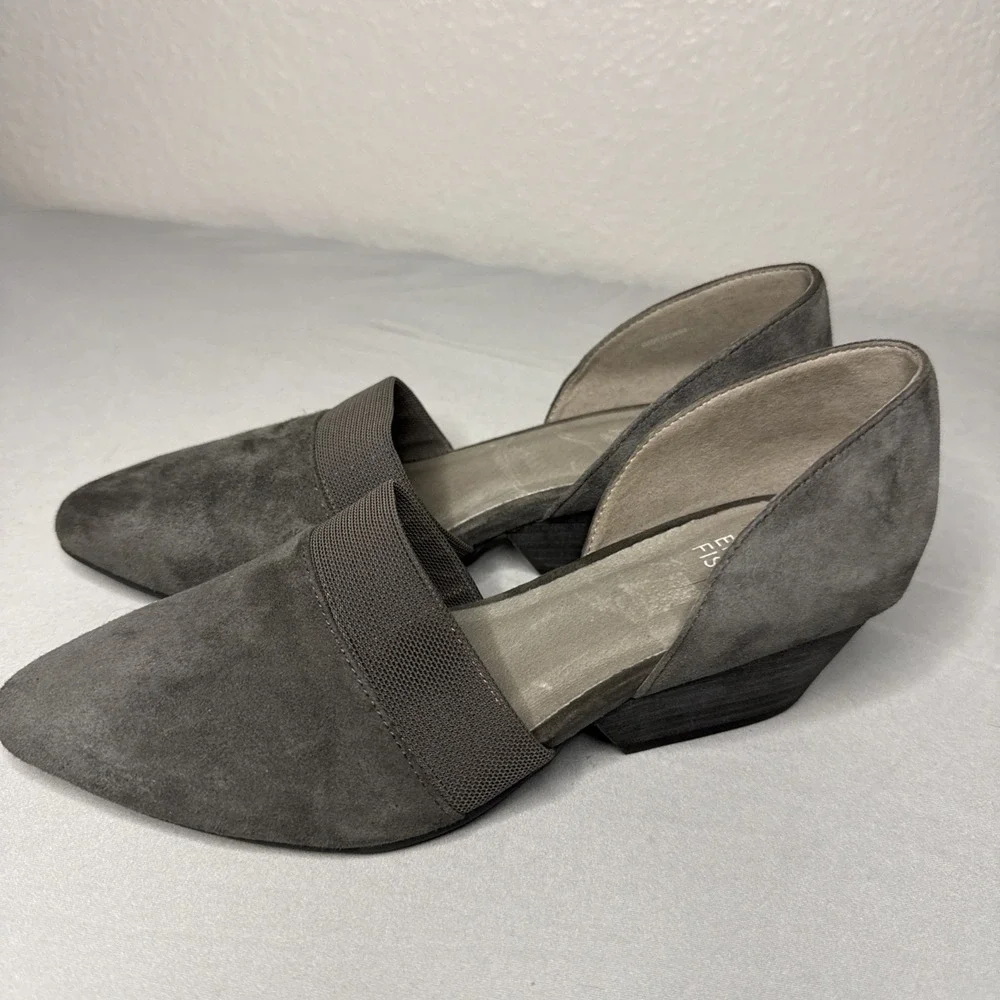 Eileen Fisher Hilly D'orsay Wedge Pump Women's Gray Suede Slip-On Heels Size 6